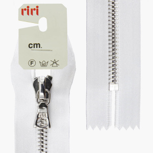 Молния металл, Ni, неразъёмная, на атласной тесьме, 6 мм, 16 см, цвет 2101, белый. Арт 3651221/16/2101         