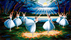 Канва жесткая с рисунком "Лебединое озеро". Арт A.1030                  