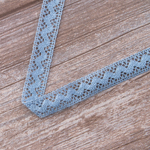 Мерсеризованное хлопковое кружево, 16 мм, цвет тёмно-голубой. Арт 2066/F4