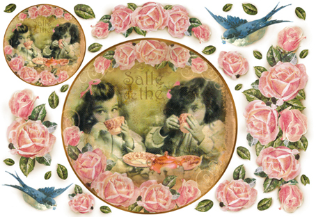 Бумага упаковочная "Чай и цветы", рисовая, 48 х 33 см. Арт DFS105                  