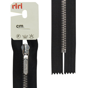 Молния металл, Ni, неразъёмная, на атласной тесьме, 6 мм, 18 см, цвет 2110, черный. Арт 3601326/18/2110         