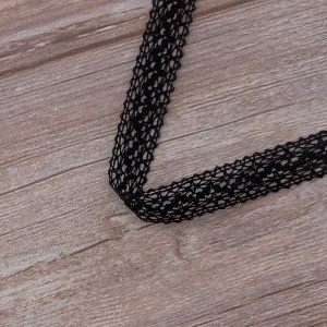 Мерсеризованное хлопковое кружево, 20 мм, цвет черный. Арт 3037/14                 