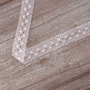 Мерсеризованное хлопковое кружево, 20 мм, цвет светло-розовый. Арт 2020/06