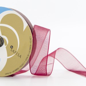 Лента органза SAFISA мини-рулон, 15 мм, 3,5 м, цвет 30, бордо. Арт P00520-15мм-30          