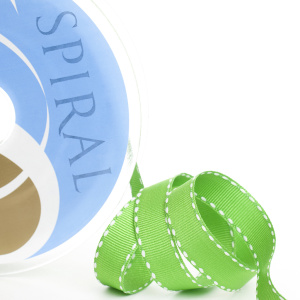 Лента репсовая SAFISA с "прострочкой", 10 мм, 25 м, цвет 62, зеленый. Арт 352-10мм-62             