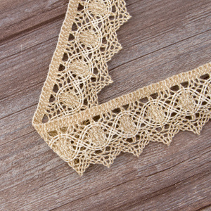 Мерсеризованное хлопковое кружево, 50 мм, цвет небелёный с белым. Арт 1111/L0                 