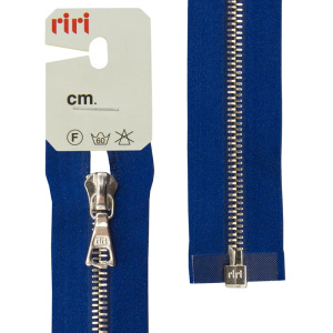 Молния металл, Ni, разъёмная 1 замок, на атласной тесьме, 4 мм, 70 см, цвет 9603, синий. Арт 3102628/70/9603         