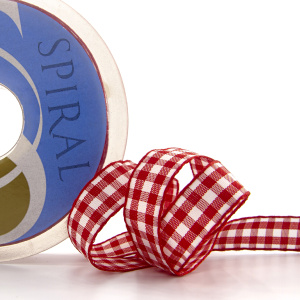 Лента с рисунком клетка SAFISA, 16(18) мм, 25 м, цвет 14, красный. Арт 469-16мм-14             