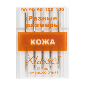 Иглы для бытовых швейных машин кожа  № 90, 100. Арт A6140/MIX               