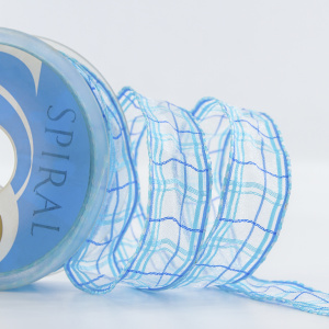 Лента органза с рисунком с проволокой по краю SAFISA, 25 мм, 15 м, цвет 16. Арт 25308-25мм-16