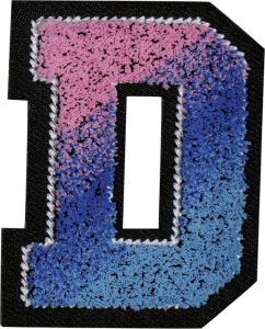 Термоаппликация "Буква D пестро-синяя". Арт 43243