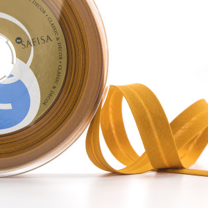 Косая бейка хлопок/полиэстер 20 мм, 25 м, цвет 110, рыжий. Арт 6120-20мм-110           