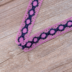 Мерсеризованное хлопковое кружево, 20 мм, цвет сиреневый/фиолетовый. Арт 3682/CK