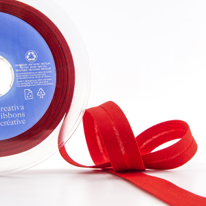 Косая бейка хлопок/полиэстер 20 мм, 25 м, цвет 14, красный. Арт 6120-20мм-14            