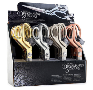 Ножницы портновские, 24 см, цвет золото/серебро/медь, 20 шт., в картонном прикассовом стенде. Арт B4847