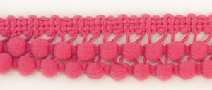 Тесьма с помпонами двурядная, цвет темно-коралловый. Арт 6000/2/42