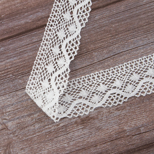 Мерсеризованное хлопковое кружево, 40 мм, белый. Арт 2141/01