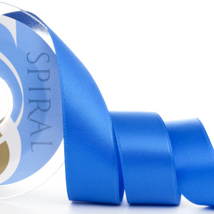 Лента атласная двусторонняя SAFISA, 6.5 мм, 25 м, цвет 42, голубой темный. Арт 110-6,5мм-42            