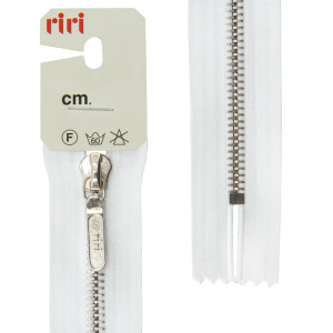 Молния металл, Ni, неразъёмная, на атласной тесьме, 6 мм, 18 см, цвет 2101, белый. Арт 3601326/18/2101