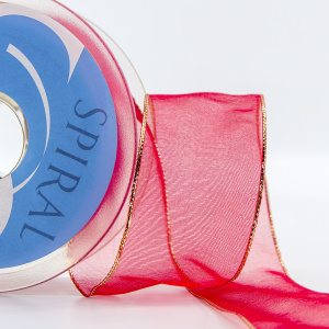 Лента органза "с памятью" SAFISA, 38 мм, 25 м цвет 14, красный. Арт 525-38мм-14             