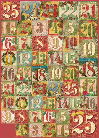 Карта для декупажа "Рождественские цифры". Арт DFG437