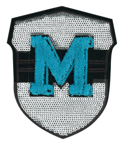 Термоаппликация с эффектом шенилл "М с серебристыми пайетками". Арт 36399/1SB