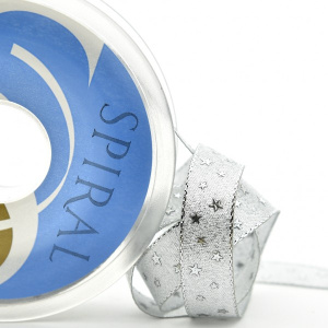 Лента металлик,SPIRAL ( SAFISA), арт.35128-38мм, 15 м, цвет 102, серебряный. Арт 35128-38мм-102