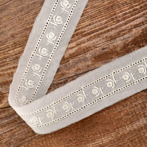 Шитье-вышивка на батисте, прошва, 25 мм, цвет белый. Арт 32277/01