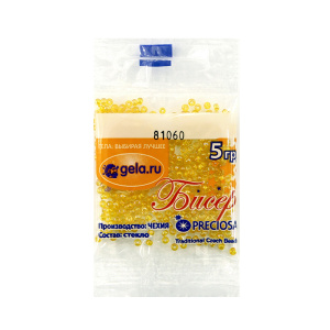 Бисер Preciosa №10, 5 г., цвет №81060 желто-оранжевый радужный прозрачный. Арт G 81060