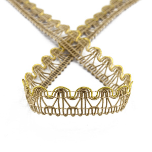 Тесьма PEGA тип отделочная, цвет бежевый с золотом, 15 мм. Арт 844153415DA005          