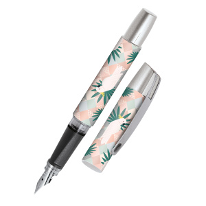 Ручка перьевая "Campus", с синим картриджем, размер пера M, 0.5 мм, принт "Попугаи". Арт 61492/3D