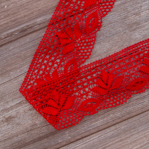 Мерсеризованное хлопковое кружево, 70 мм, цвет красный. Арт 3185/07