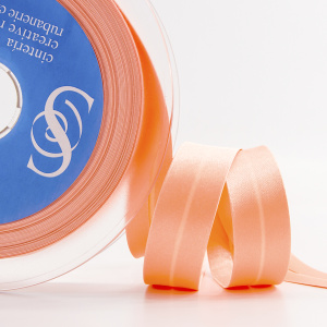Косая бейка атласная 20 мм, 25 м, цвет 07, персиковый. Арт 6260-20мм-07            