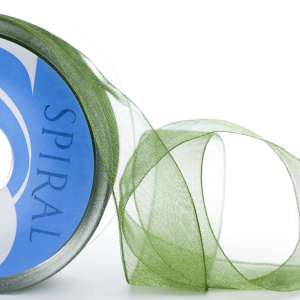 Лента органза SAFISA, 7 мм, 25 м, цвет 89, темно-болотный. Арт 120-07мм-89             