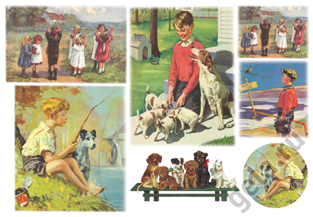 Бумага упаковочная "Дети", рисовая, 48 х 33 см. Арт DFS153                  