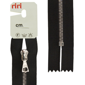 Молния металл, Ni, неразъёмная, на атласной тесьме, 4 мм, 16 см, цвет 2110, черный. Арт 3412224/16/2110         