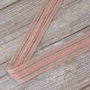 Мерсеризованное хлопковое кружево, 26 мм, цвет пыльно-розовый. Арт 2178/W4