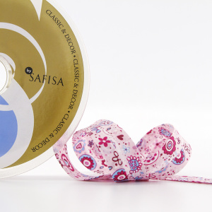 Косая бейка с рисунком SAFISA, арт.6512, 20 мм, 20 м, цвет 02. Арт 6512-20мм-02  