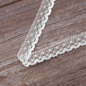 Мерсеризованное хлопковое кружево, 20 мм, цвет белый. Арт 2019/01