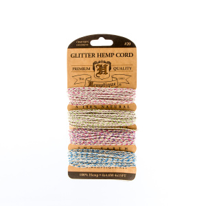 Шнуры на блистере HEMPTIQUE #20 - 1 мм, 4 цвета по 4,6 м. Арт HC20MFLOW