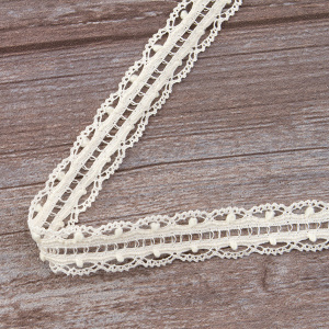 Мерсеризованное хлопковое кружево, 22 мм, шампань. Арт 2151/72