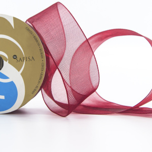 Лента органза SAFISA мини-рулон, 25 мм, 2,5 м, цвет 30, бордо. Арт P00520-25мм-30          