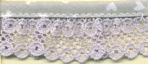 Кружево-рюш с окантовкой косой бейкой, 25 мм, цвет серый. Арт 144105/29