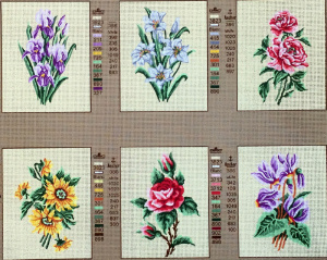 Канва жесткая с 6 рисунками "Цветы на желтом фоне". Арт 41.206                  