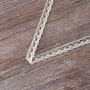 Мерсеризованное хлопковое кружево, 10 мм, цвет шампань. Арт 3513/72