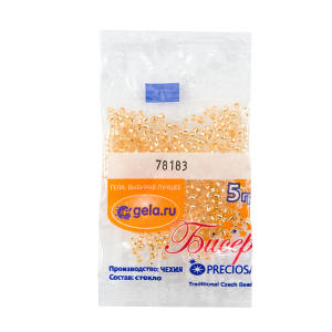 Бисер Preciosa № 10, 5 г., цвет №78183 светло-оранжевый с серебряным прокрасом прозрачный. Арт G 78183