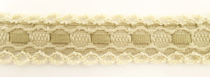 Тесьма декоративная, 20 мм, бежево-серая с двойной кружевной отделкой и лентой. Арт 13115/60
