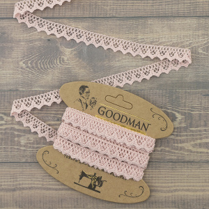 Кружево плетеное, 12 мм, цвет розовый, 100% хлопок, 5 м. Арт K-5004-268