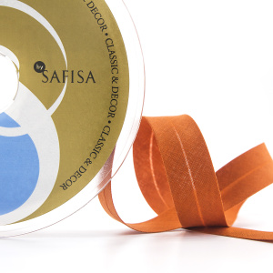 Косая бейка хлопок/полиэстер 20 мм, 25 м, цвет 111, темно-рыжий. Арт 6120-20мм-111           