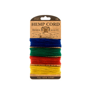 Шнуры на блистере HEMPTIQUE #20 - 1 мм, 4 цвета по 9,1 м. Арт HC20SOT